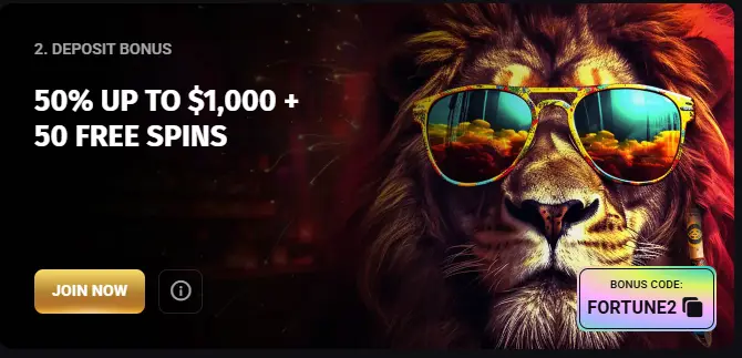 Fortune Play Casino page displaying a second deposit bonus offer.