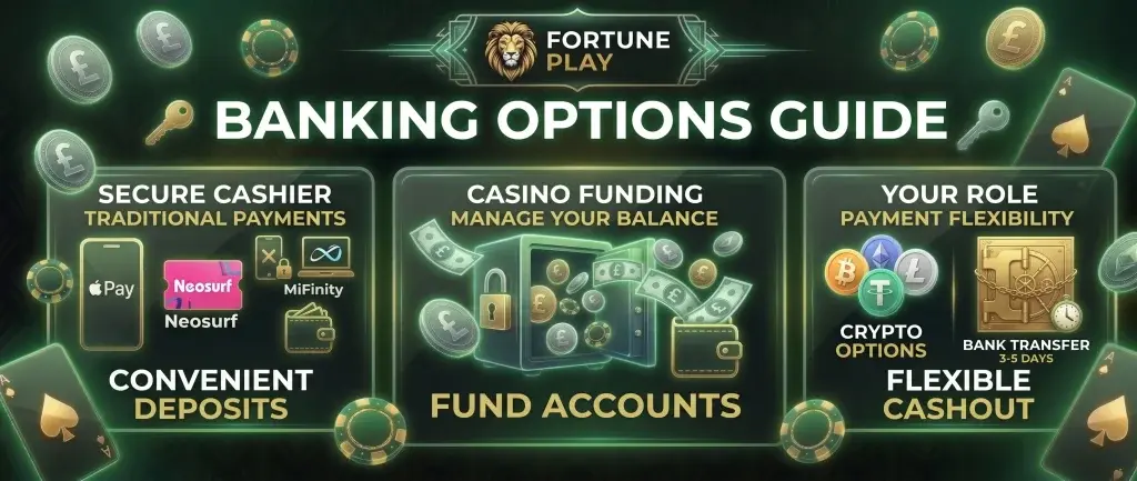 Play Fortune page showing banking methods for Australian casino players.