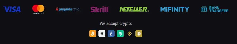 FortunePlay page displaying available deposit and withdrawal payment methods.
